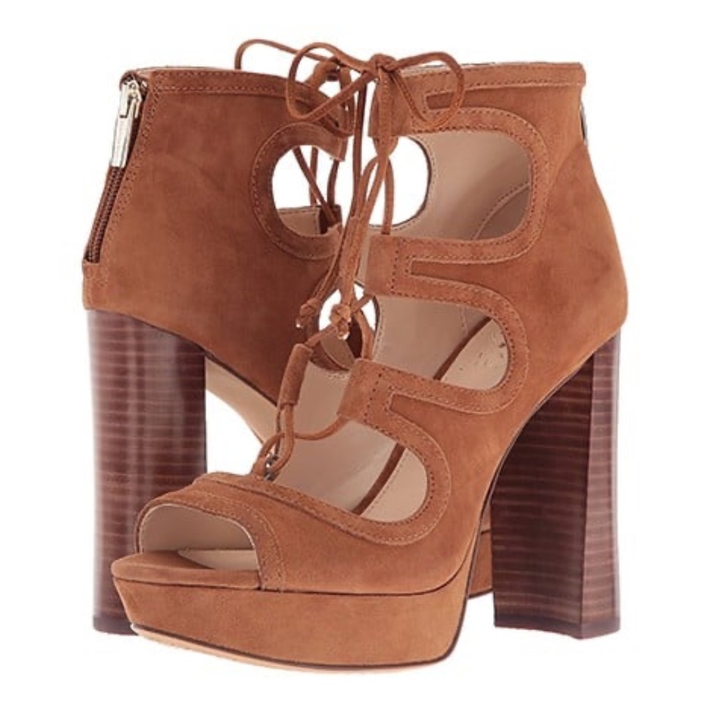 VINCE CAMUTI Kamaye Ghillie Brown Suede Lace-Up Women's Heels 9